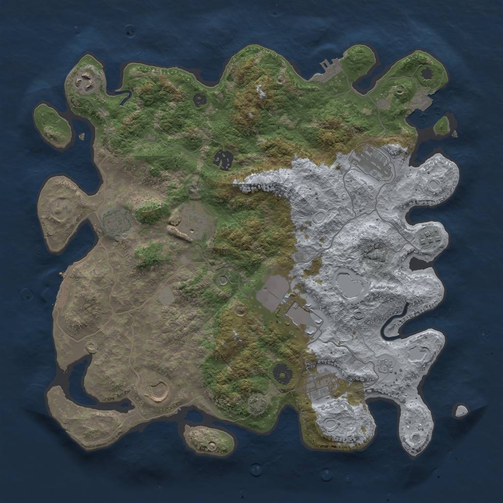 Rust Map: Procedural Map, Size: 3750, Seed: 712575793, 17 Monuments
