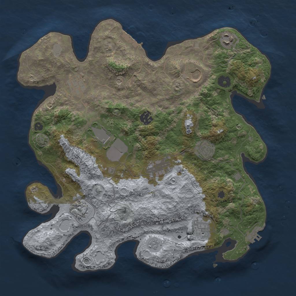 Rust Map: Procedural Map, Size: 3500, Seed: 673562731, 17 Monuments