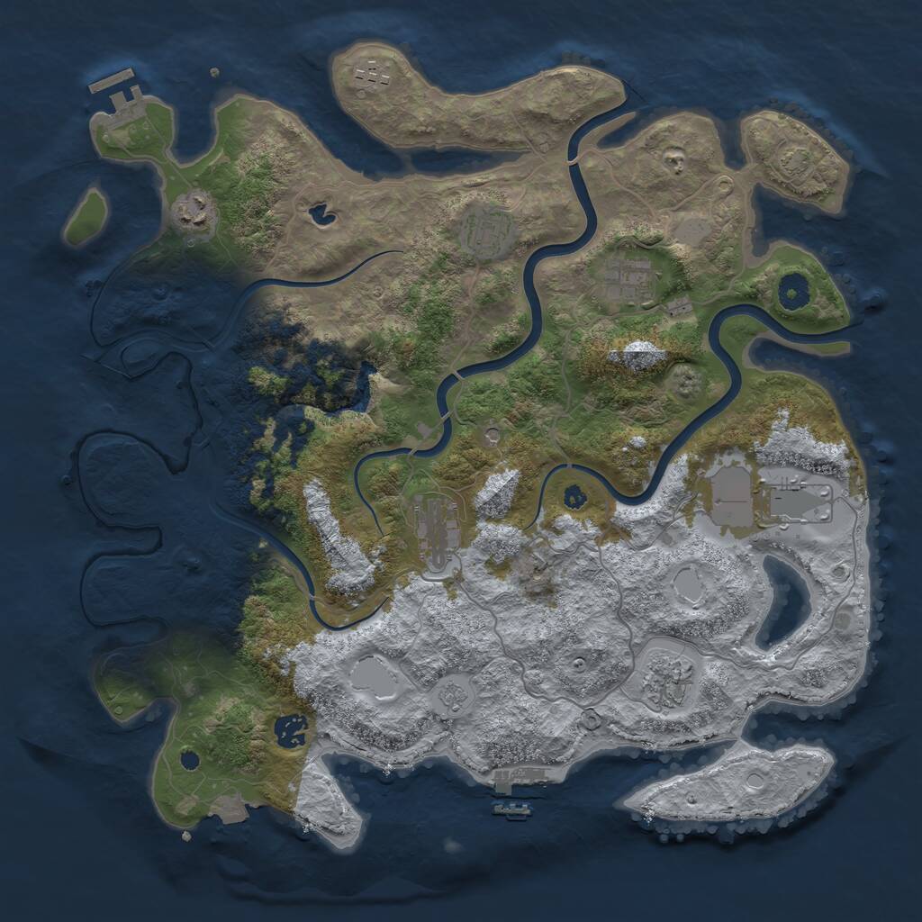 Rust Map: Procedural Map, Size: 4000, Seed: 30910, 14 Monuments