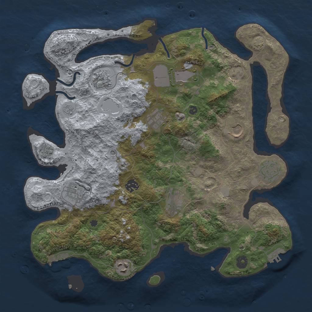 Rust Map: Procedural Map, Size: 3700, Seed: 938328219, 18 Monuments