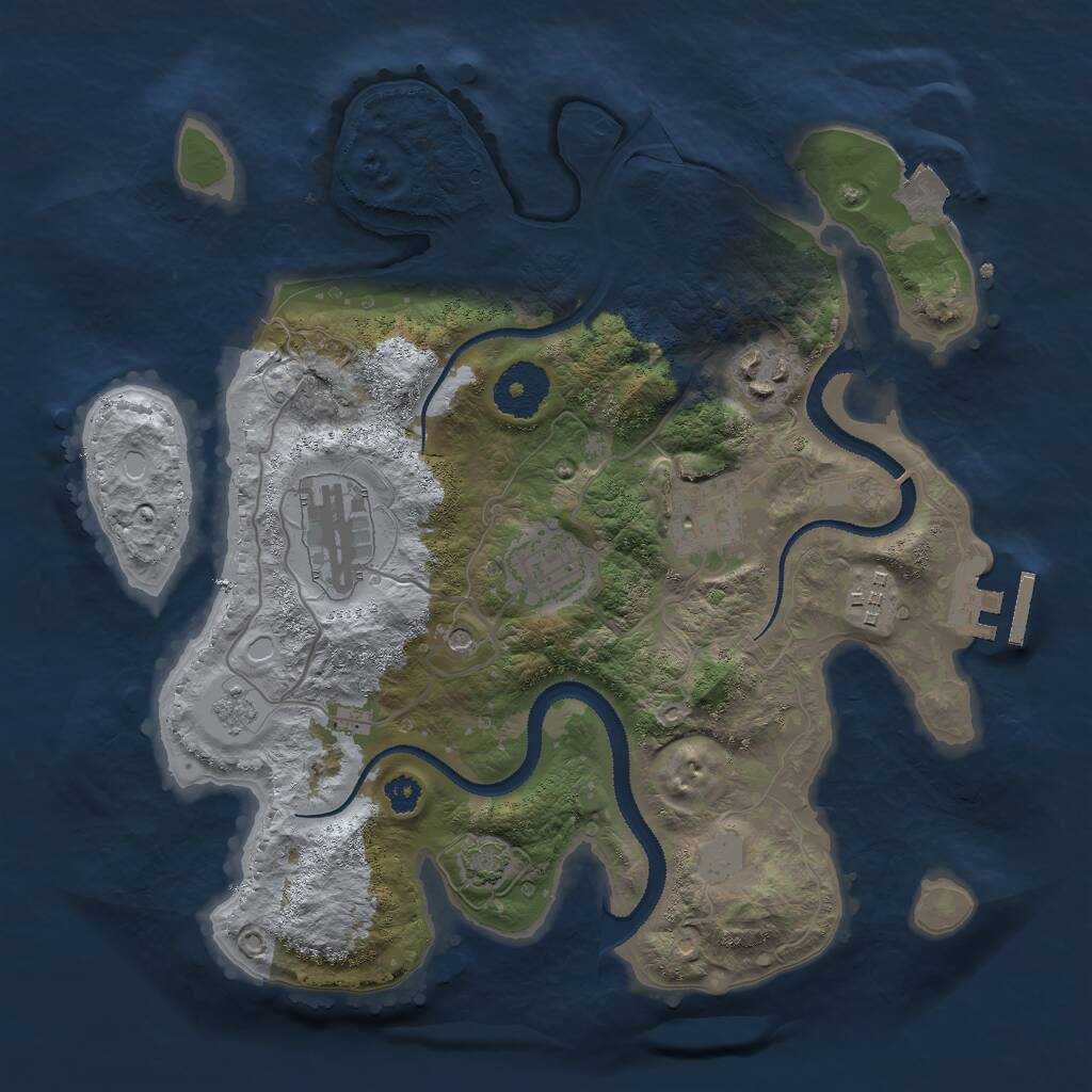 Rust Map: Procedural Map, Size: 3000, Seed: 886189609, 10 Monuments