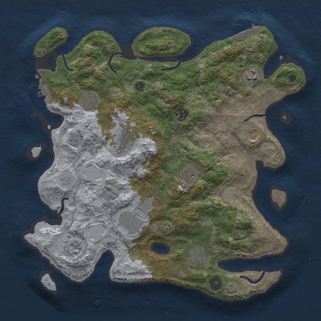 Rust Map: Procedural Map, Size: 3700, Seed: 211260372, 18 Monuments