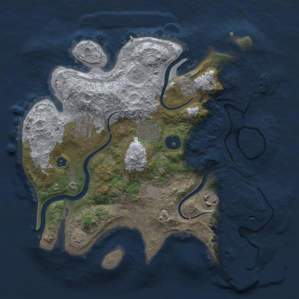 Rust Map: Procedural Map, Size: 3000, Seed: 775371025, 9 Monuments