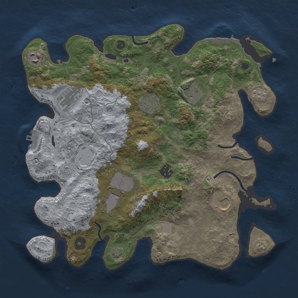 Rust Map: Procedural Map, Size: 3500, Seed: 379839600, 16 Monuments