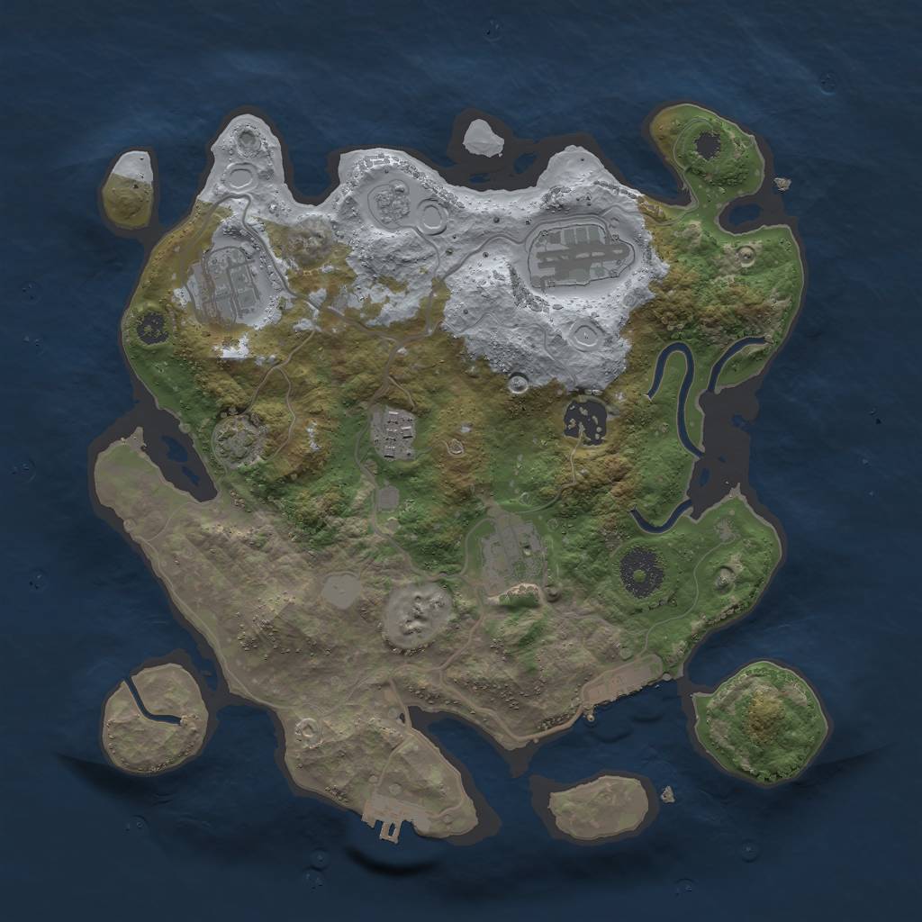 Rust Map: Procedural Map, Size: 3000, Seed: 799345564, 12 Monuments