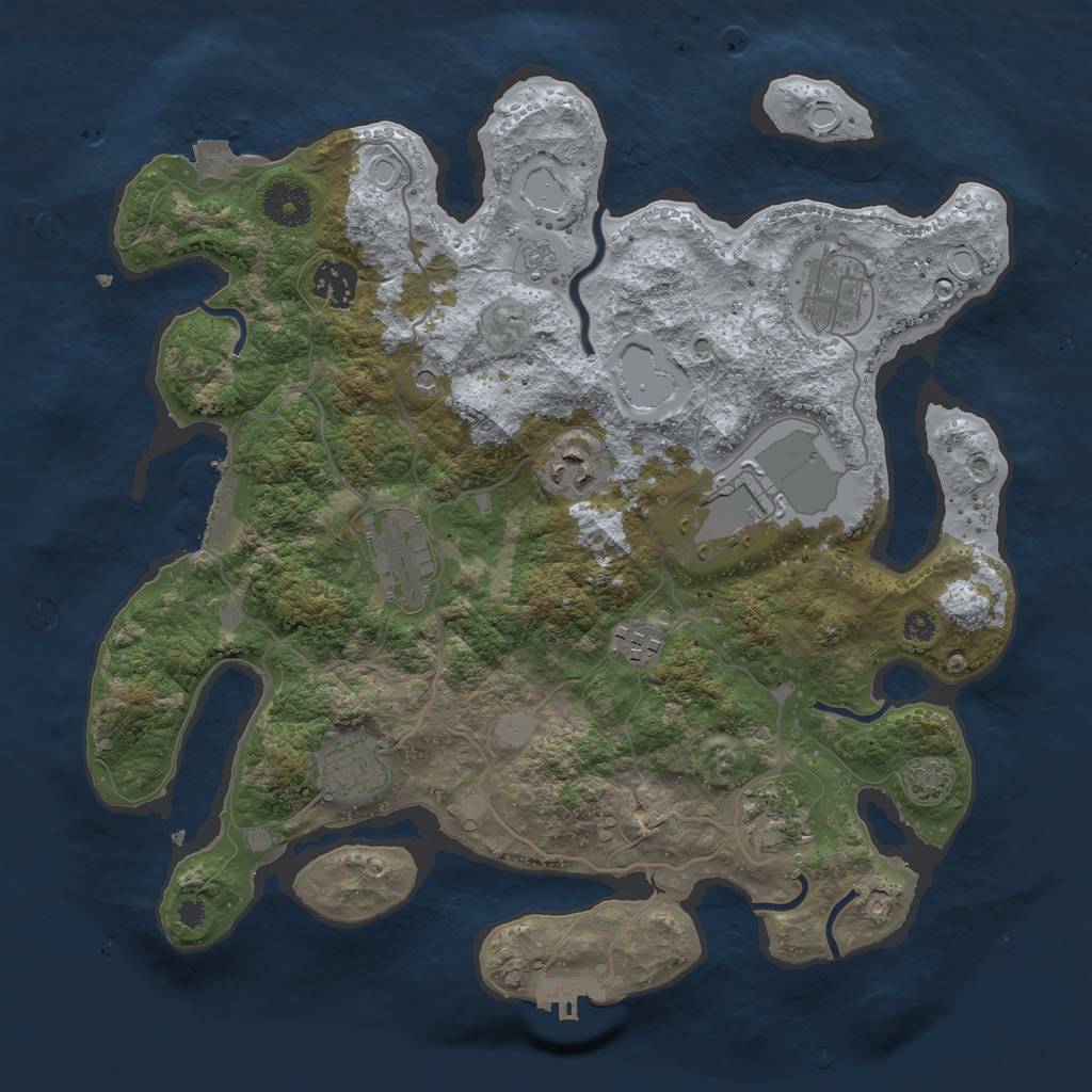 Rust Map: Procedural Map, Size: 3500, Seed: 89669313, 16 Monuments