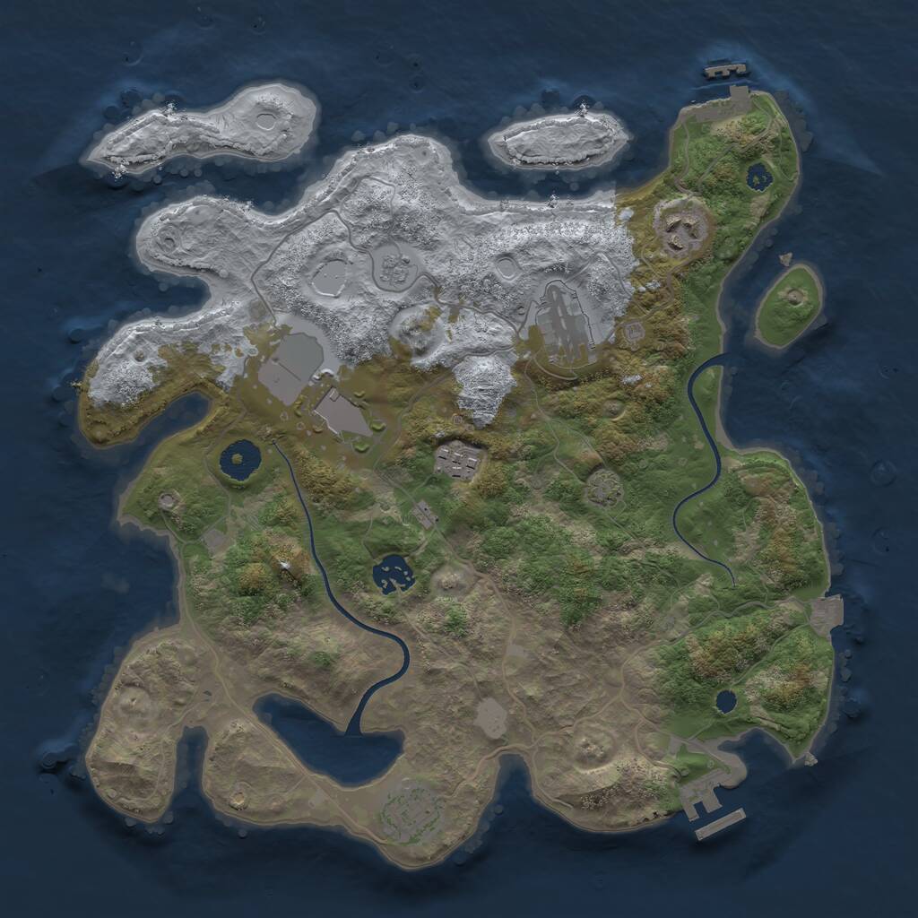Rust Map: Procedural Map, Size: 3500, Seed: 919237143, 11 Monuments
