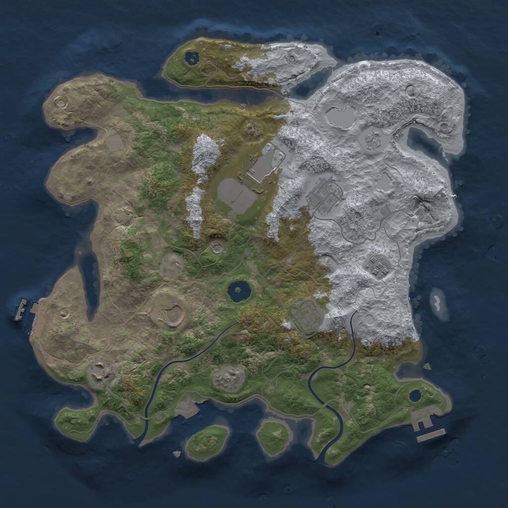Rust Map: Procedural Map, Size: 3500, Seed: 78160469, 12 Monuments