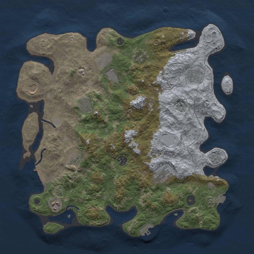 Rust Map: Procedural Map, Size: 3850, Seed: 47985964, 18 Monuments