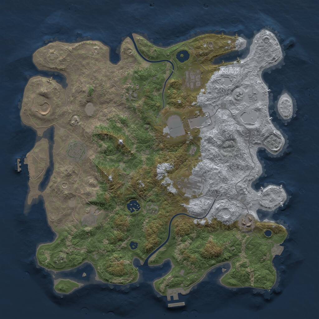 Rust Map: Procedural Map, Size: 3850, Seed: 47985964, 16 Monuments
