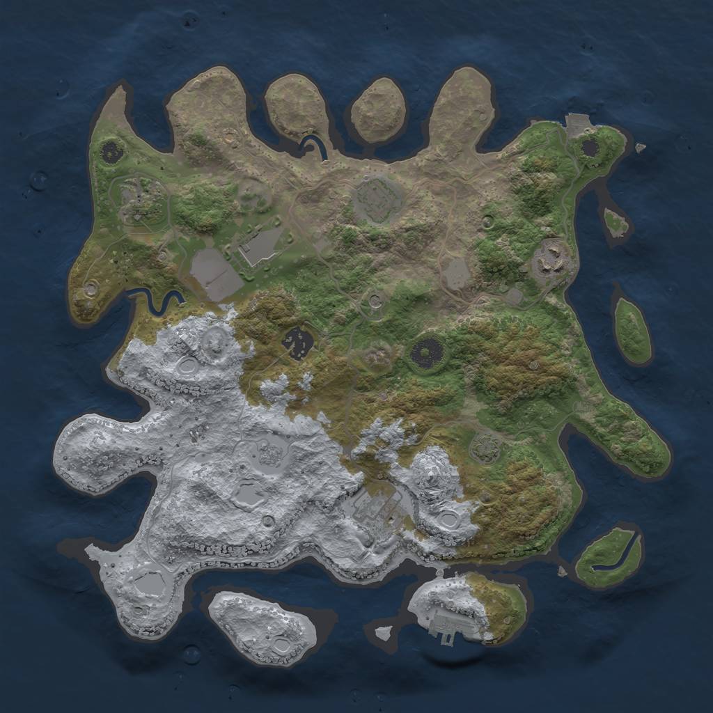 Rust Map: Procedural Map, Size: 3500, Seed: 362977525, 13 Monuments
