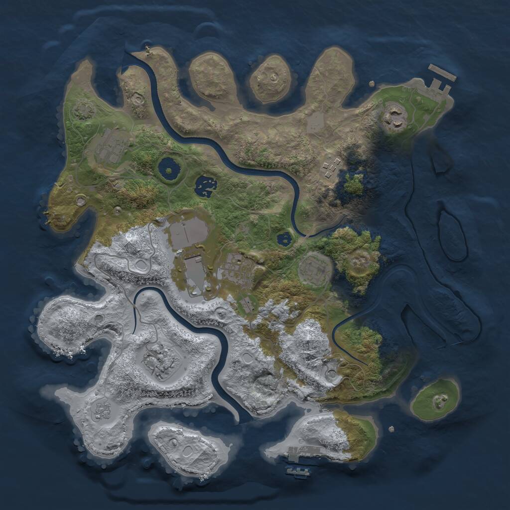 Rust Map: Procedural Map, Size: 3500, Seed: 362977525, 14 Monuments