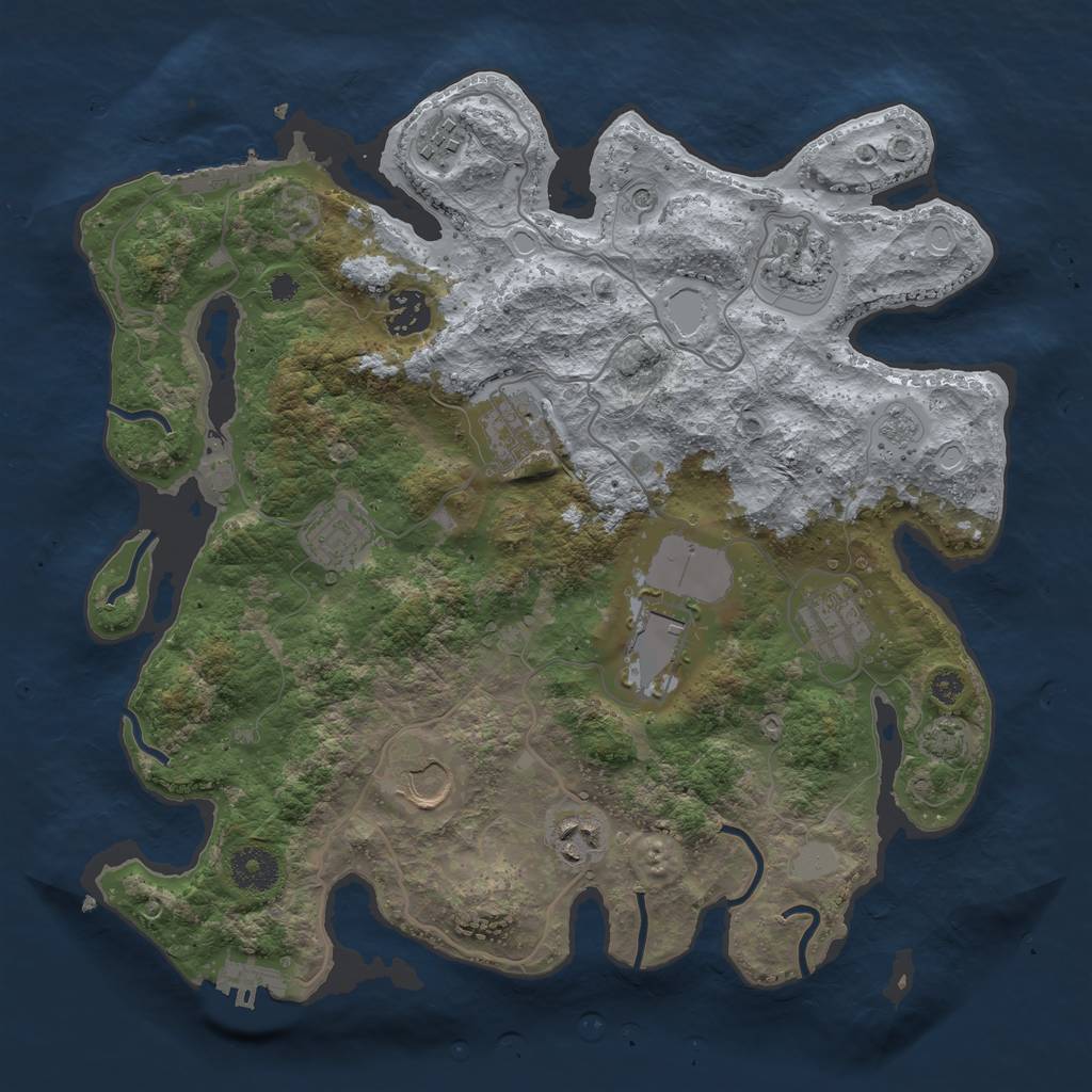 Rust Map: Procedural Map, Size: 3500, Seed: 489947, 17 Monuments