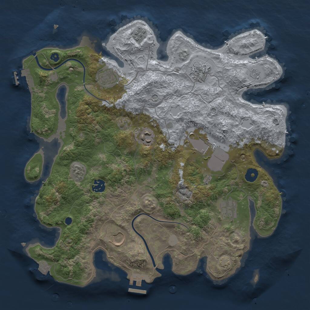 Rust Map: Procedural Map, Size: 3500, Seed: 489947, 14 Monuments