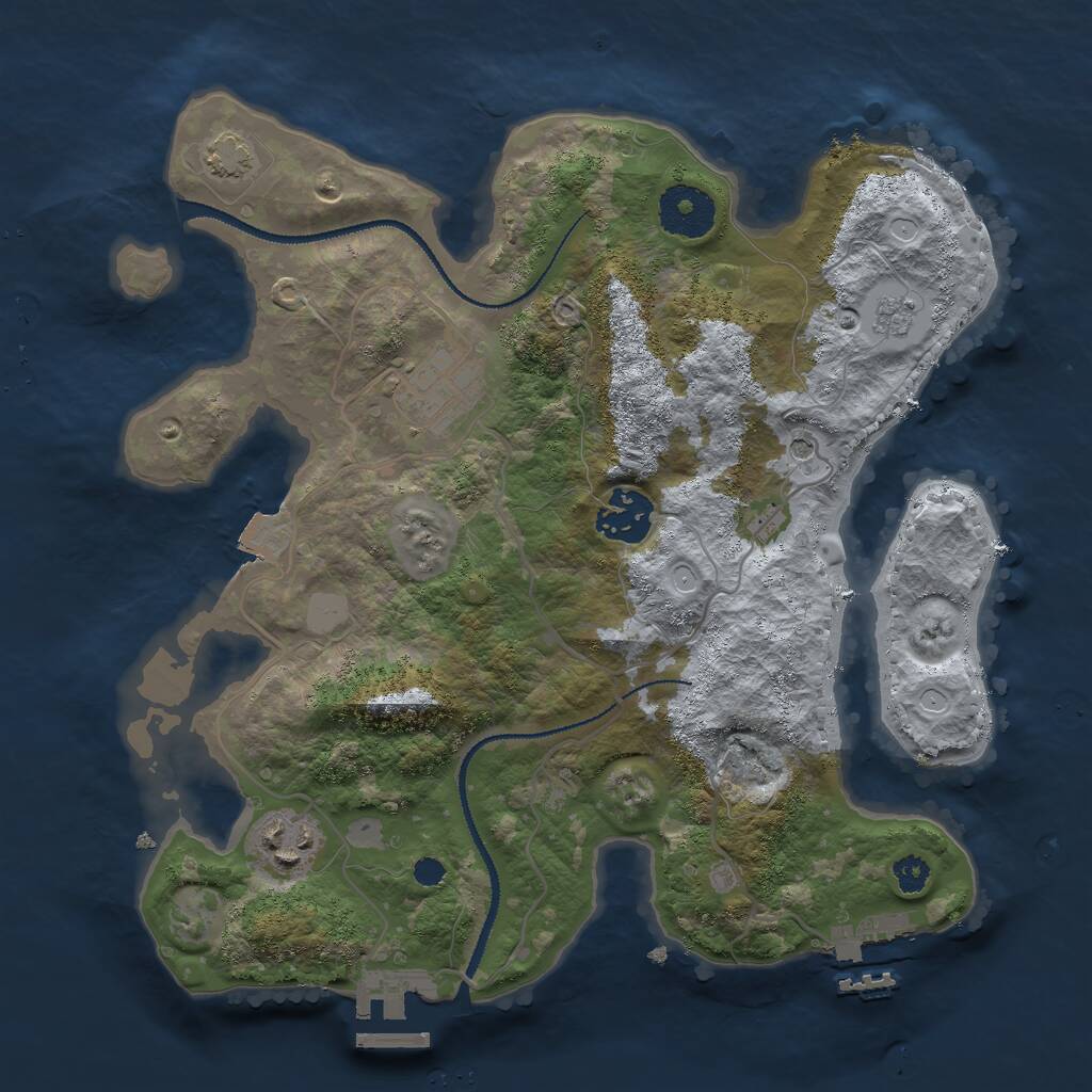 Rust Map: Procedural Map, Size: 3000, Seed: 348693491, 9 Monuments