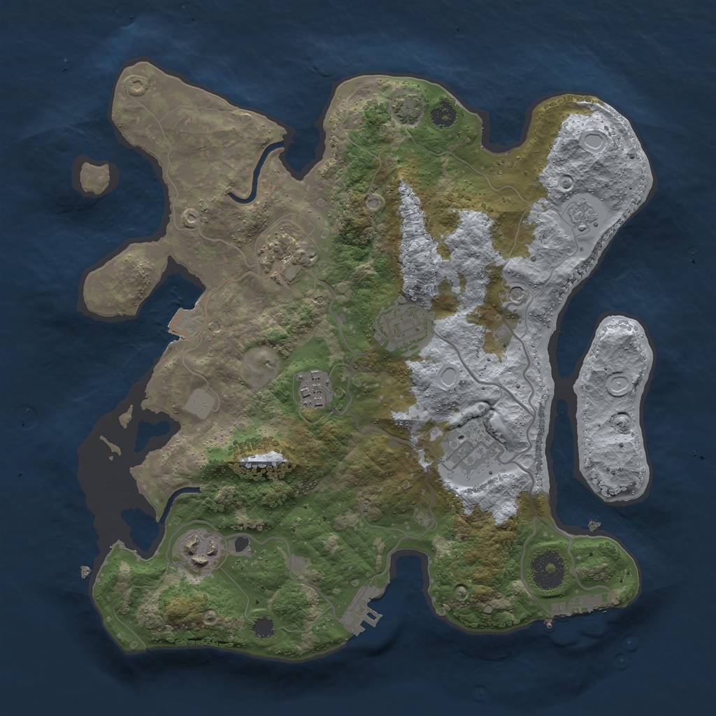 Rust Map: Procedural Map, Size: 3000, Seed: 348693491, 13 Monuments