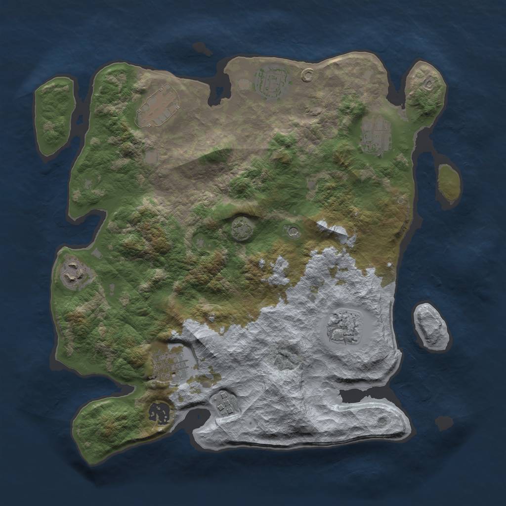 Rust Map: Barren, Size: 3400, Seed: 22112434, 12 Monuments
