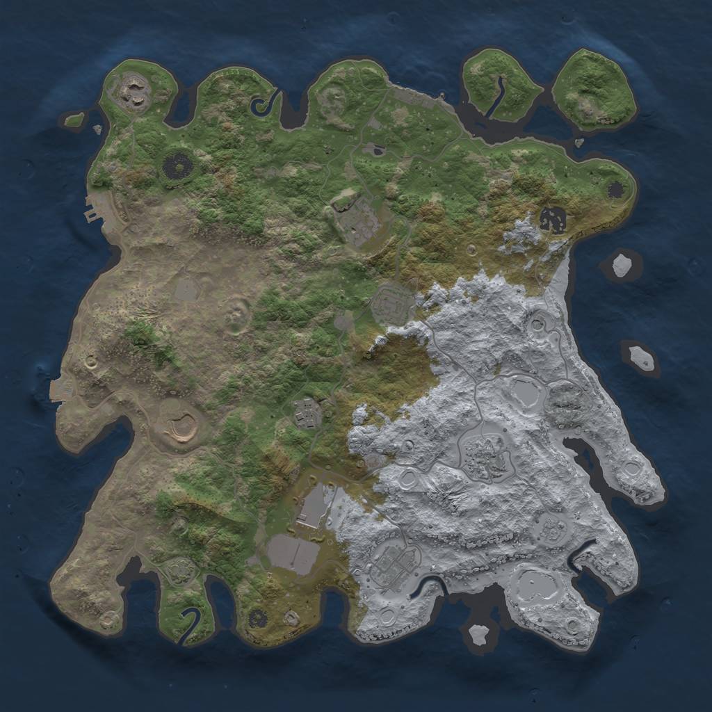 Rust Map: Procedural Map, Size: 3750, Seed: 67107687, 17 Monuments