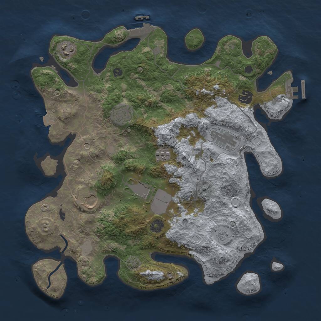 Rust Map: Procedural Map, Size: 3500, Seed: 2446, 13 Monuments