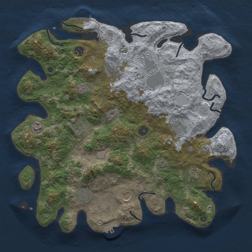 Rust Map: Procedural Map, Size: 3950, Seed: 89269841, 18 Monuments