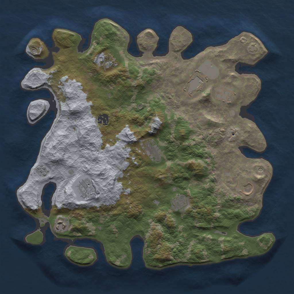 Rust Map: Barren, Size: 3850, Seed: 8191072, 14 Monuments