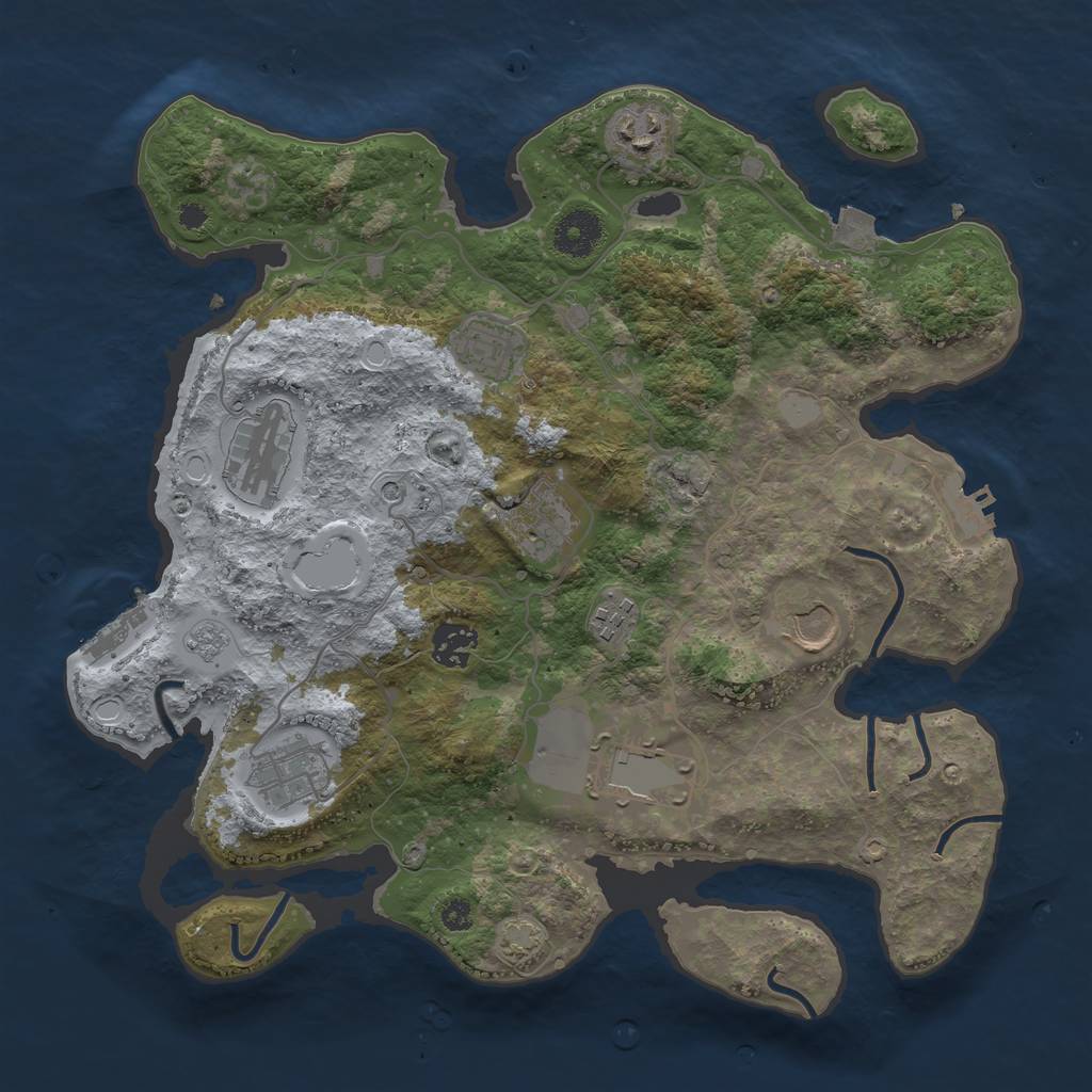 Rust Map: Procedural Map, Size: 3500, Seed: 69361, 17 Monuments