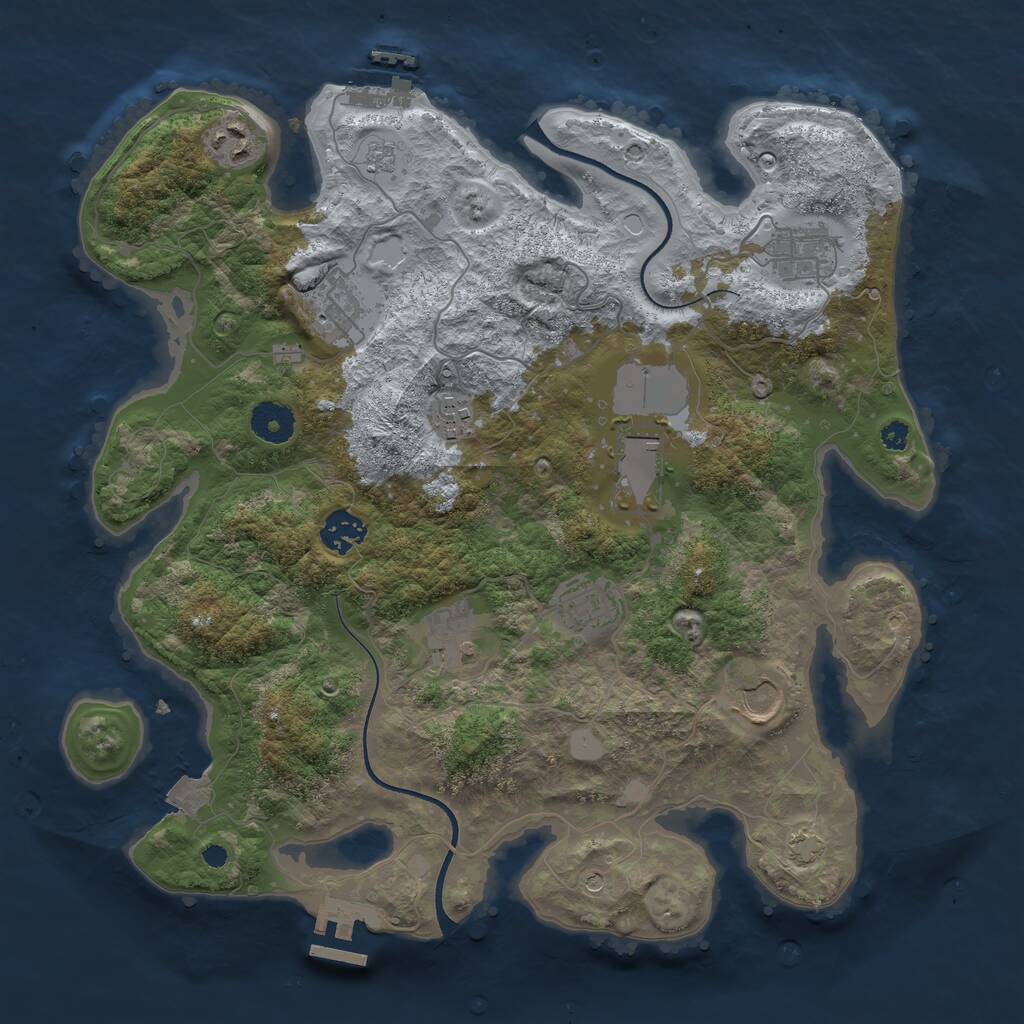 Rust Map: Procedural Map, Size: 3600, Seed: 10470252, 15 Monuments