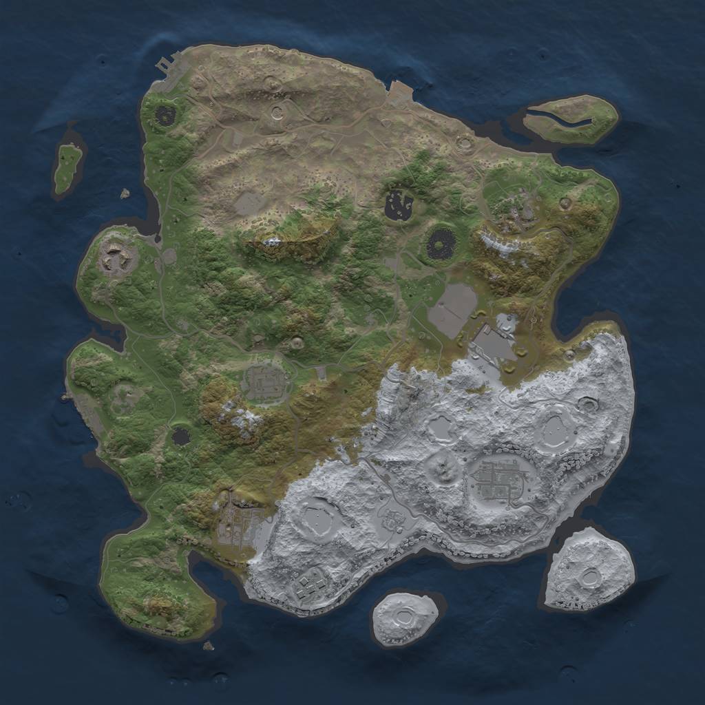 Rust Map: Procedural Map, Size: 3500, Seed: 83016379, 15 Monuments
