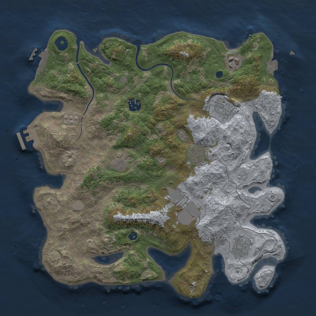 Rust Map: Procedural Map, Size: 3600, Seed: 9048346, 14 Monuments