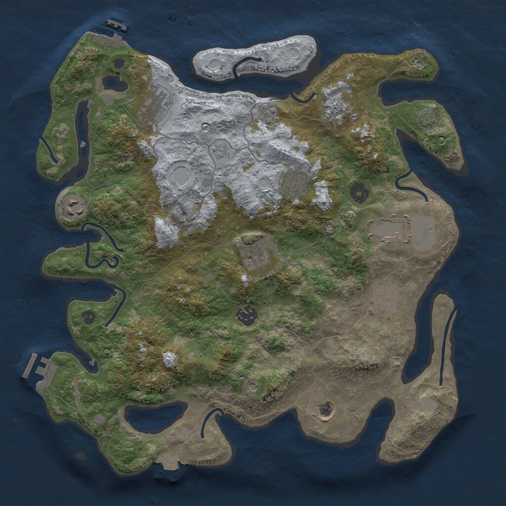 Rust Map: Procedural Map, Size: 3850, Seed: 84414593, 16 Monuments