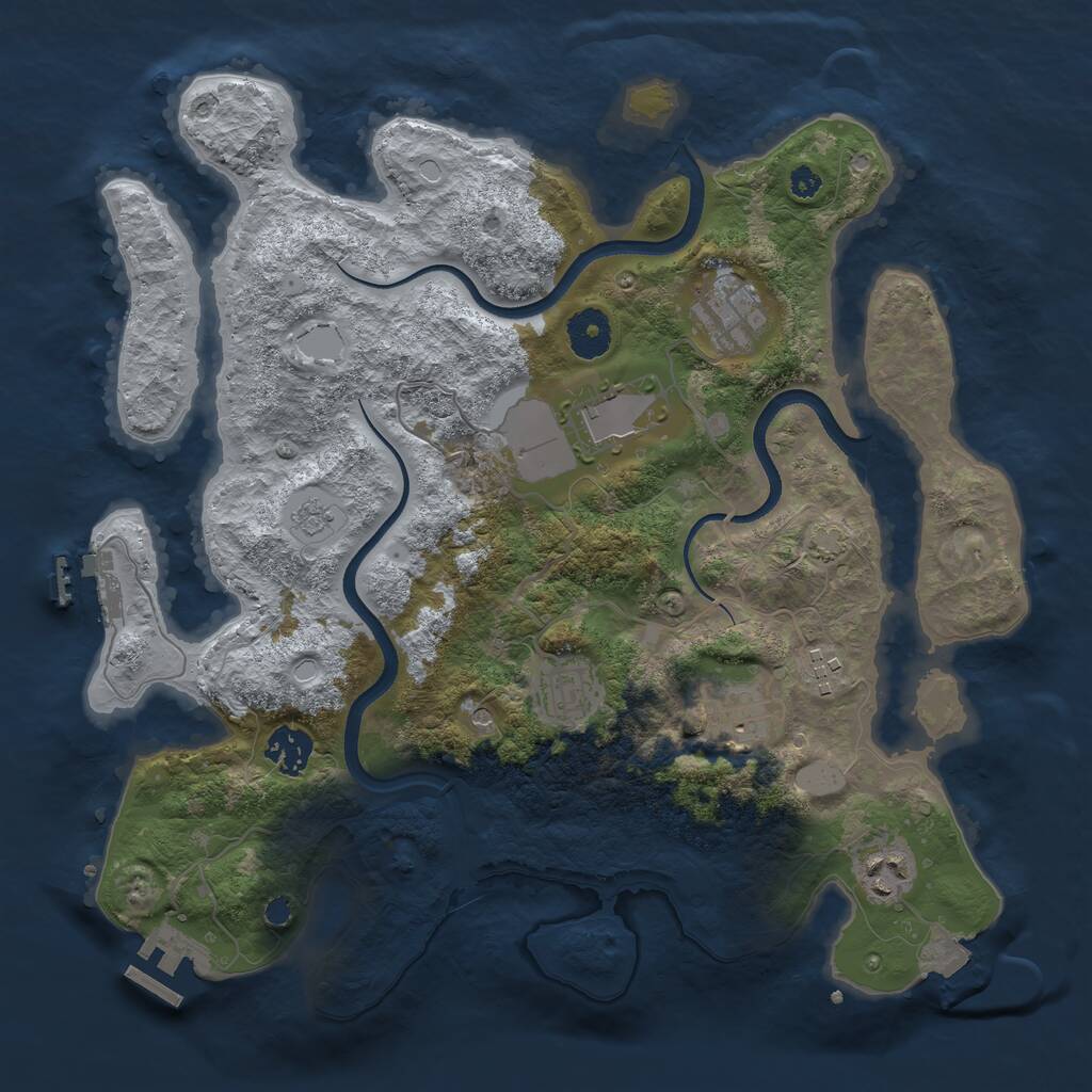 Rust Map: Procedural Map, Size: 3500, Seed: 343242344, 13 Monuments