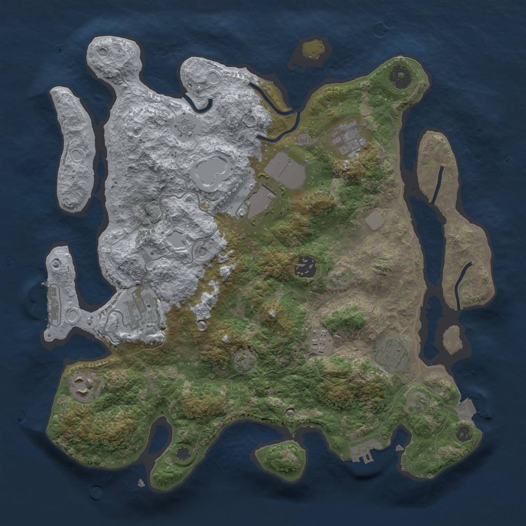 Rust Map: Procedural Map, Size: 3500, Seed: 343242344, 15 Monuments