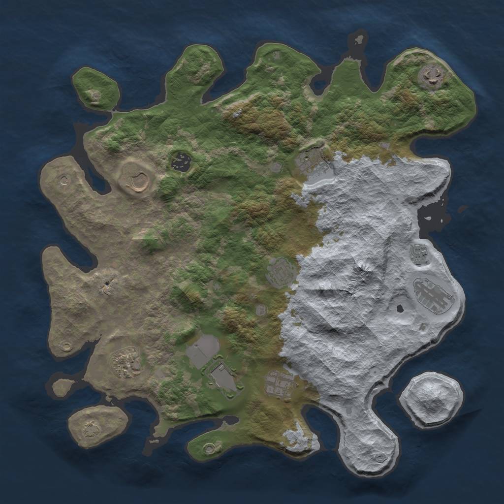 Rust Map: Barren, Size: 3900, Seed: 88565321, 14 Monuments