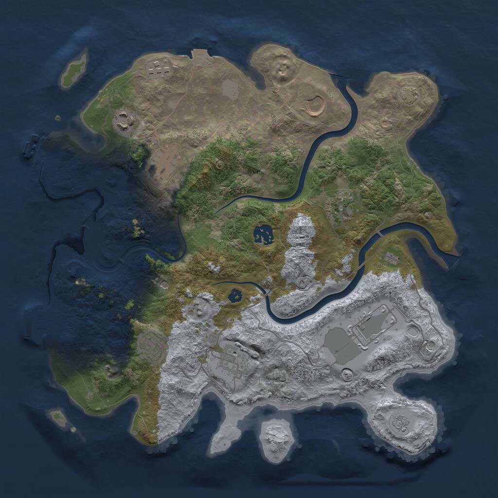 Rust Map: Procedural Map, Size: 3600, Seed: 182771753, 15 Monuments