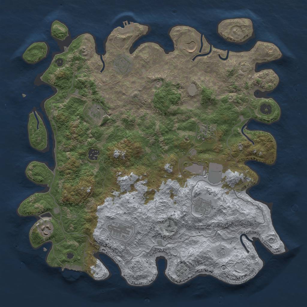 Rust Map: Procedural Map, Size: 4000, Seed: 435453, 18 Monuments