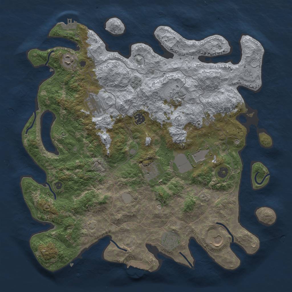 Rust Map: Procedural Map, Size: 4000, Seed: 43540508, 17 Monuments