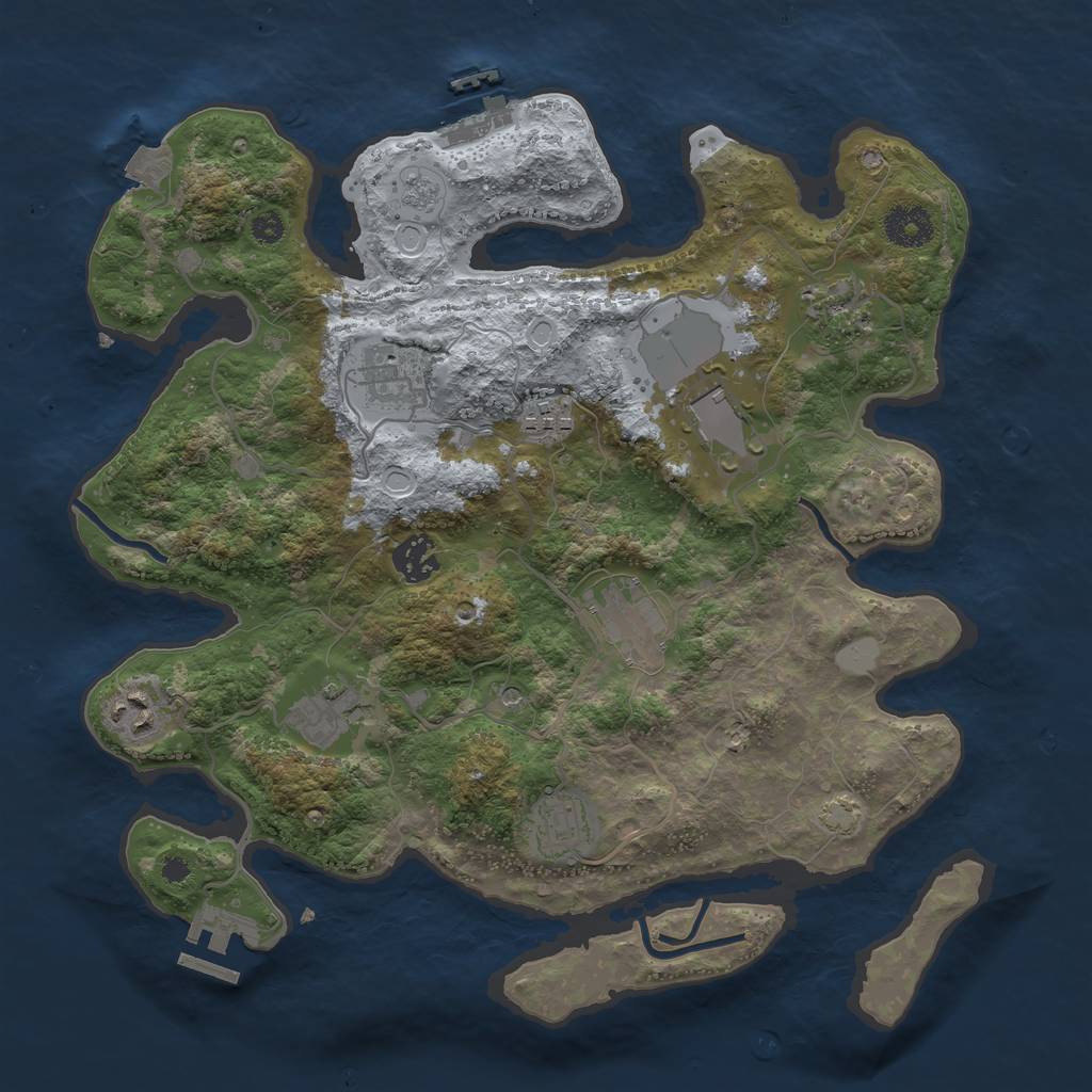 Rust Map: Procedural Map, Size: 3500, Seed: 1026220945, 17 Monuments