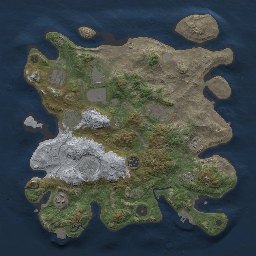 Rust Map: Procedural Map, Size: 3500, Seed: 13541624, 16 Monuments