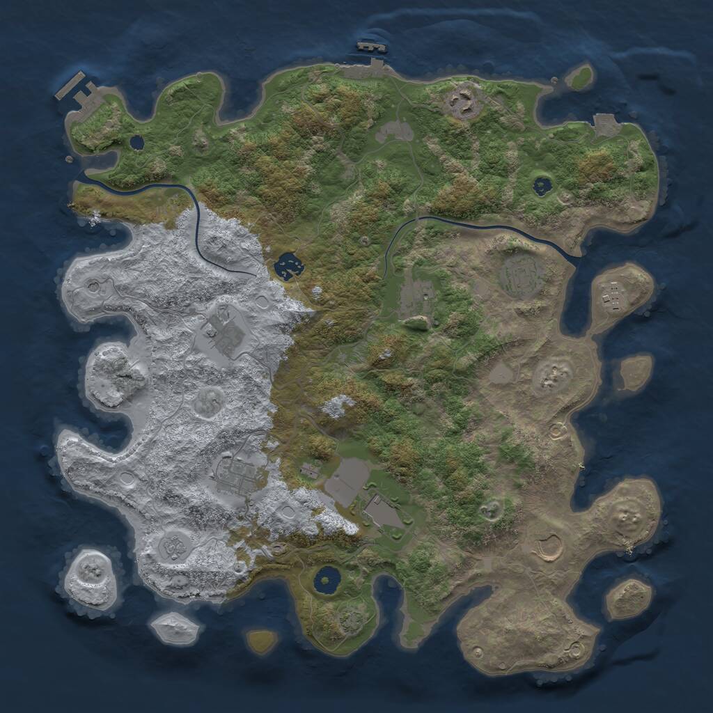 Rust Map: Procedural Map, Size: 3950, Seed: 12355788, 15 Monuments
