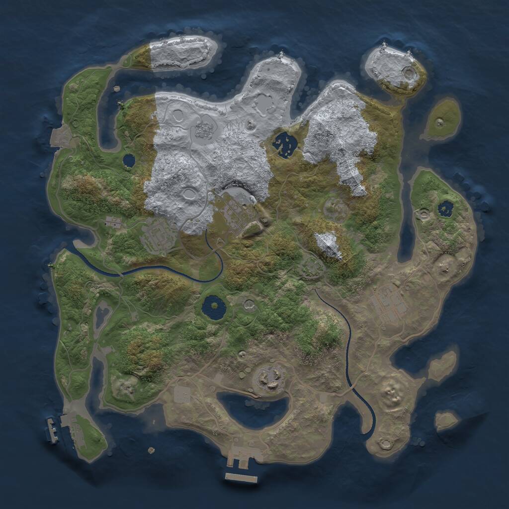 Rust Map: Procedural Map, Size: 3200, Seed: 1748565, 11 Monuments
