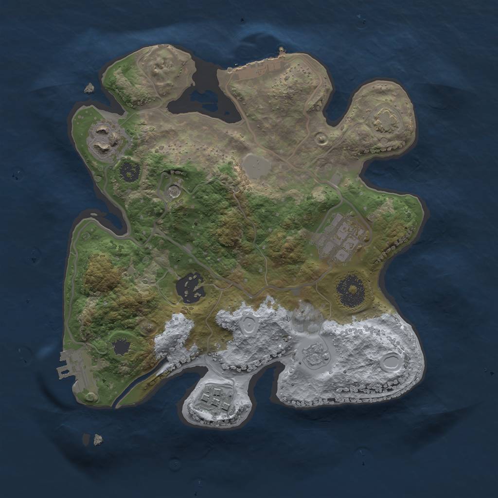 Rust Map: Procedural Map, Size: 2500, Seed: 586556230, 12 Monuments