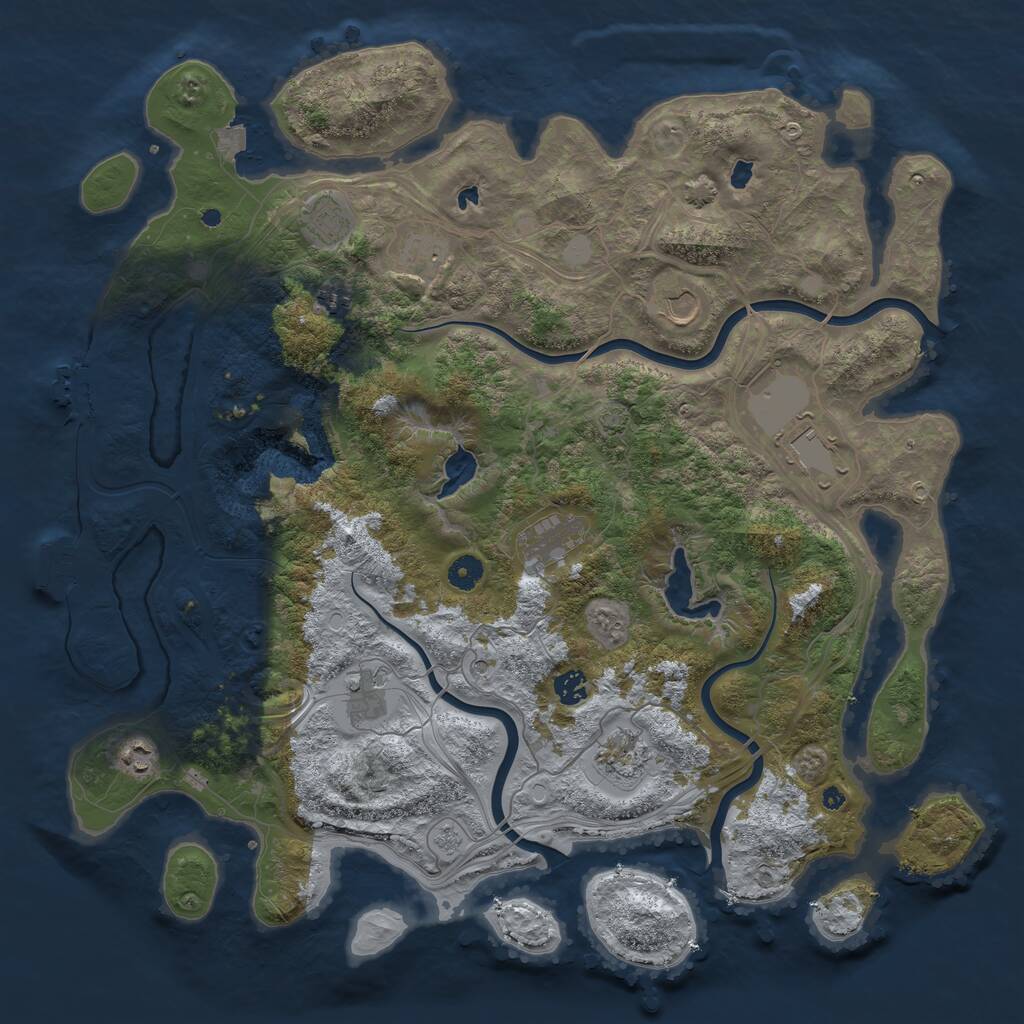 Rust Map: Procedural Map, Size: 4500, Seed: 7287289, 16 Monuments