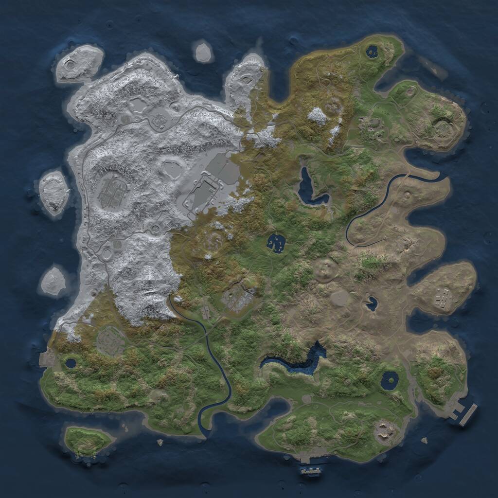 Rust Map: Procedural Map, Size: 4000, Seed: 813625916, 14 Monuments