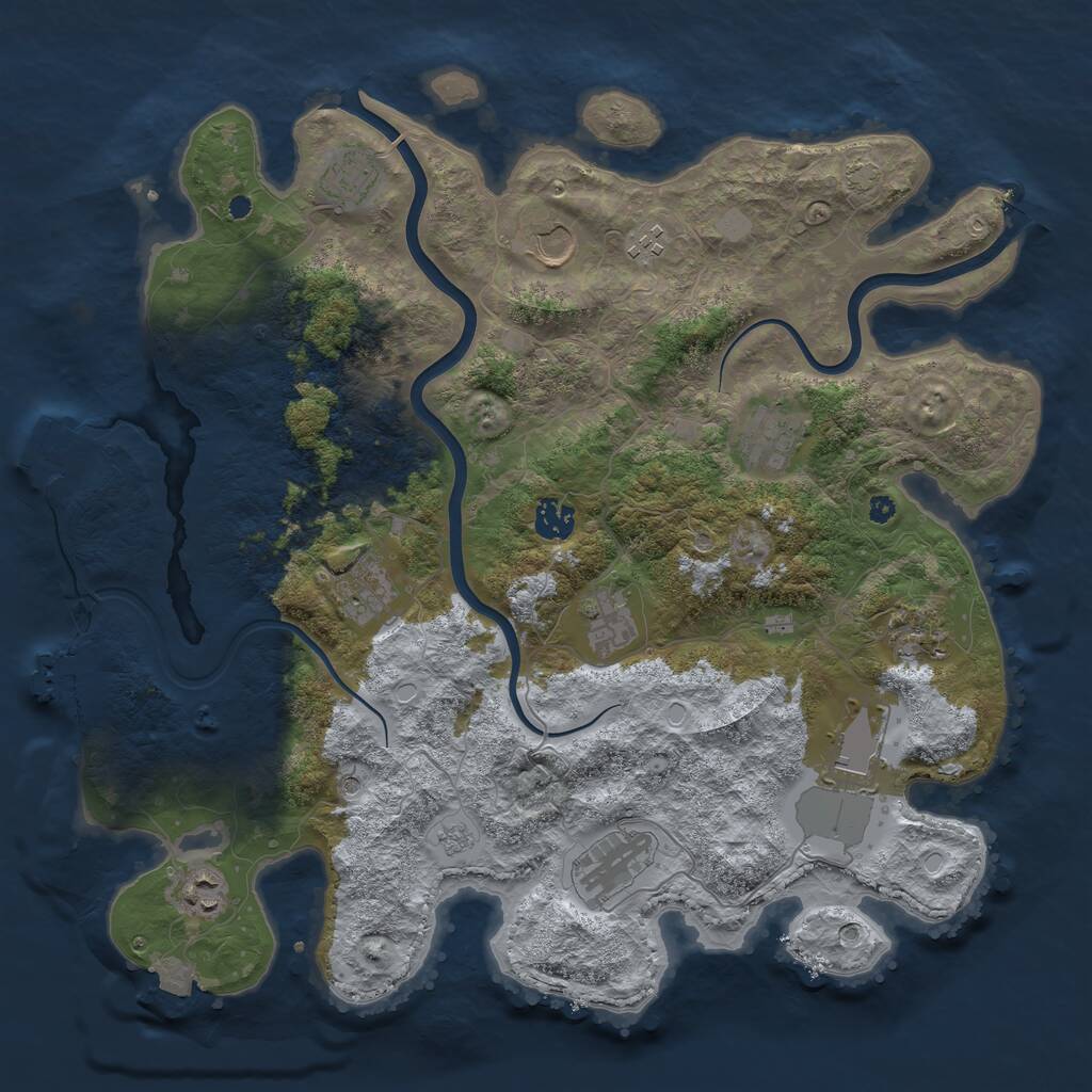 Rust Map: Procedural Map, Size: 3950, Seed: 81918906, 17 Monuments