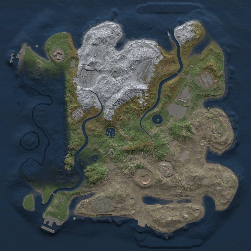 Rust Map: Procedural Map, Size: 3700, Seed: 58550595, 16 Monuments