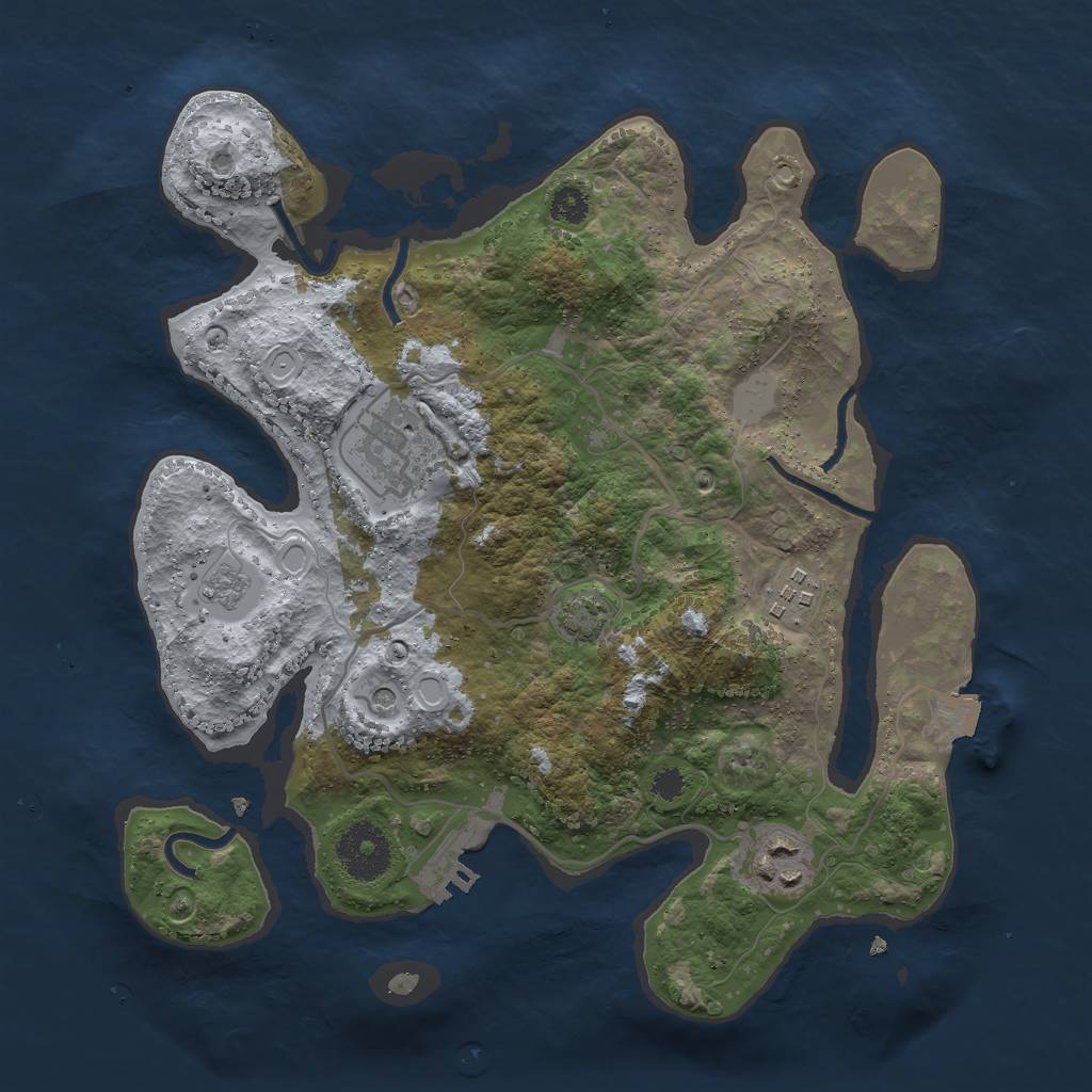 Rust Map: Procedural Map, Size: 3000, Seed: 76356, 10 Monuments