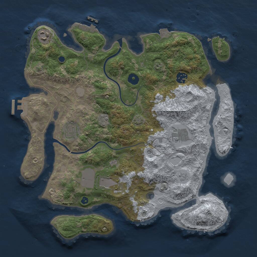 Rust Map: Procedural Map, Size: 3500, Seed: 51976795, 12 Monuments