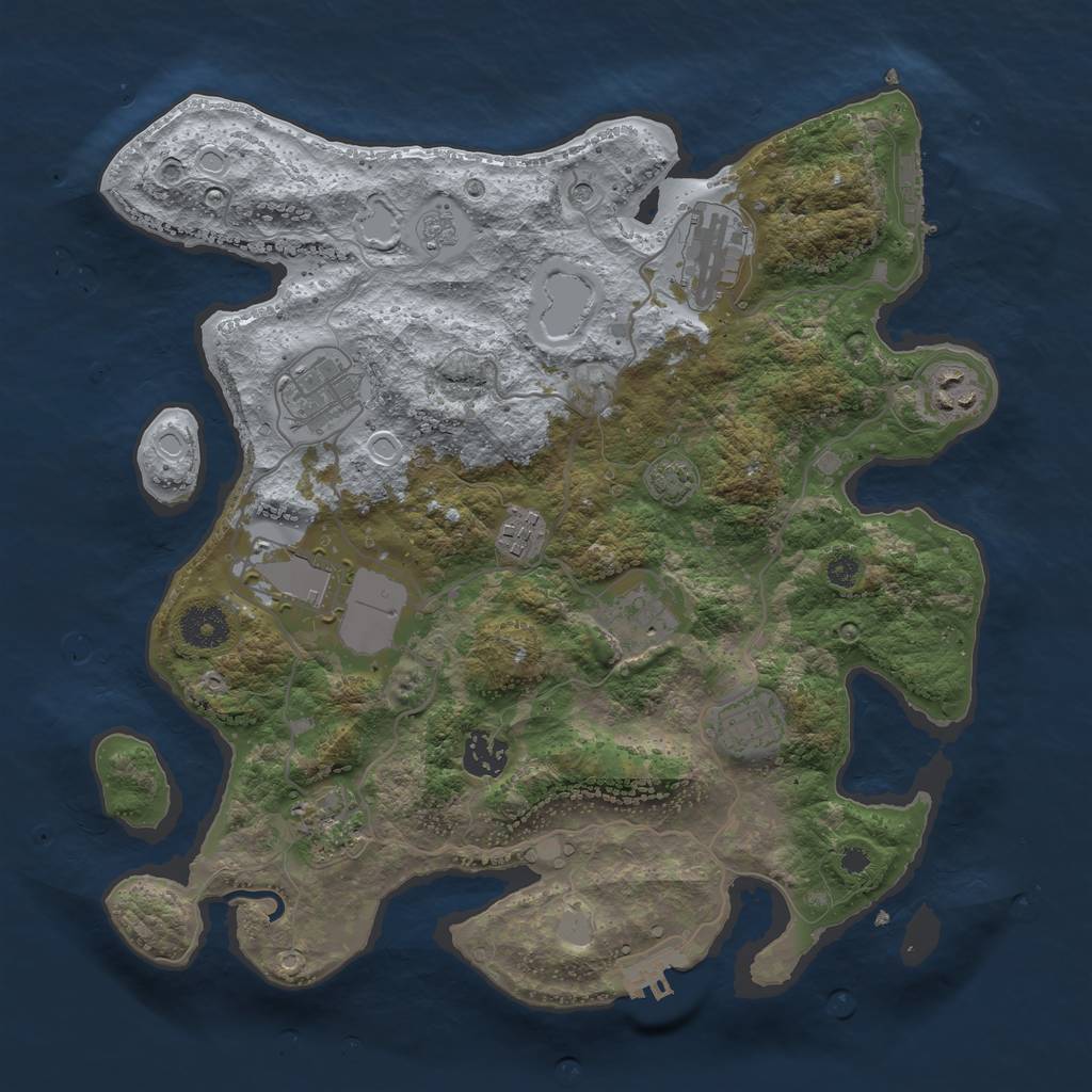 Rust Map: Procedural Map, Size: 3500, Seed: 156107741, 17 Monuments