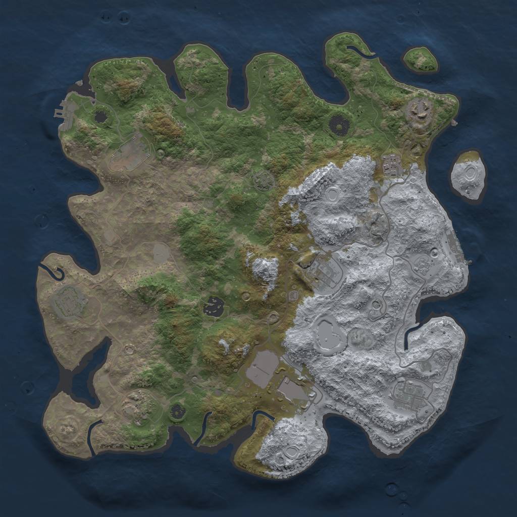 Rust Map: Procedural Map, Size: 3750, Seed: 10640267, 17 Monuments
