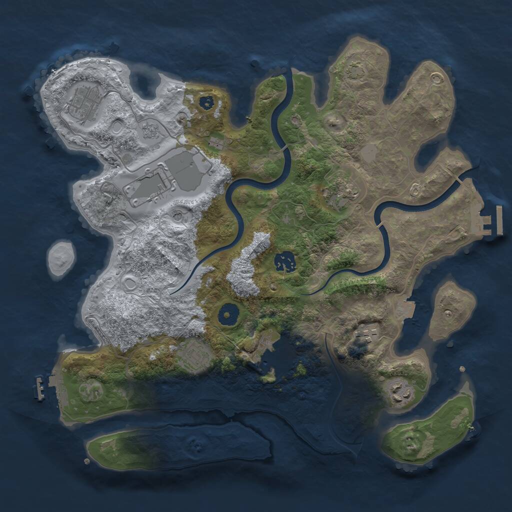 Rust Map: Procedural Map, Size: 3500, Seed: 33535, 14 Monuments